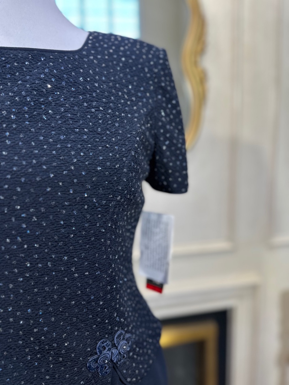 Jessica Howard Dress Size 8 Petite Vintage Navy Sequin Evening 90s Luxe - Picture 2 of 10